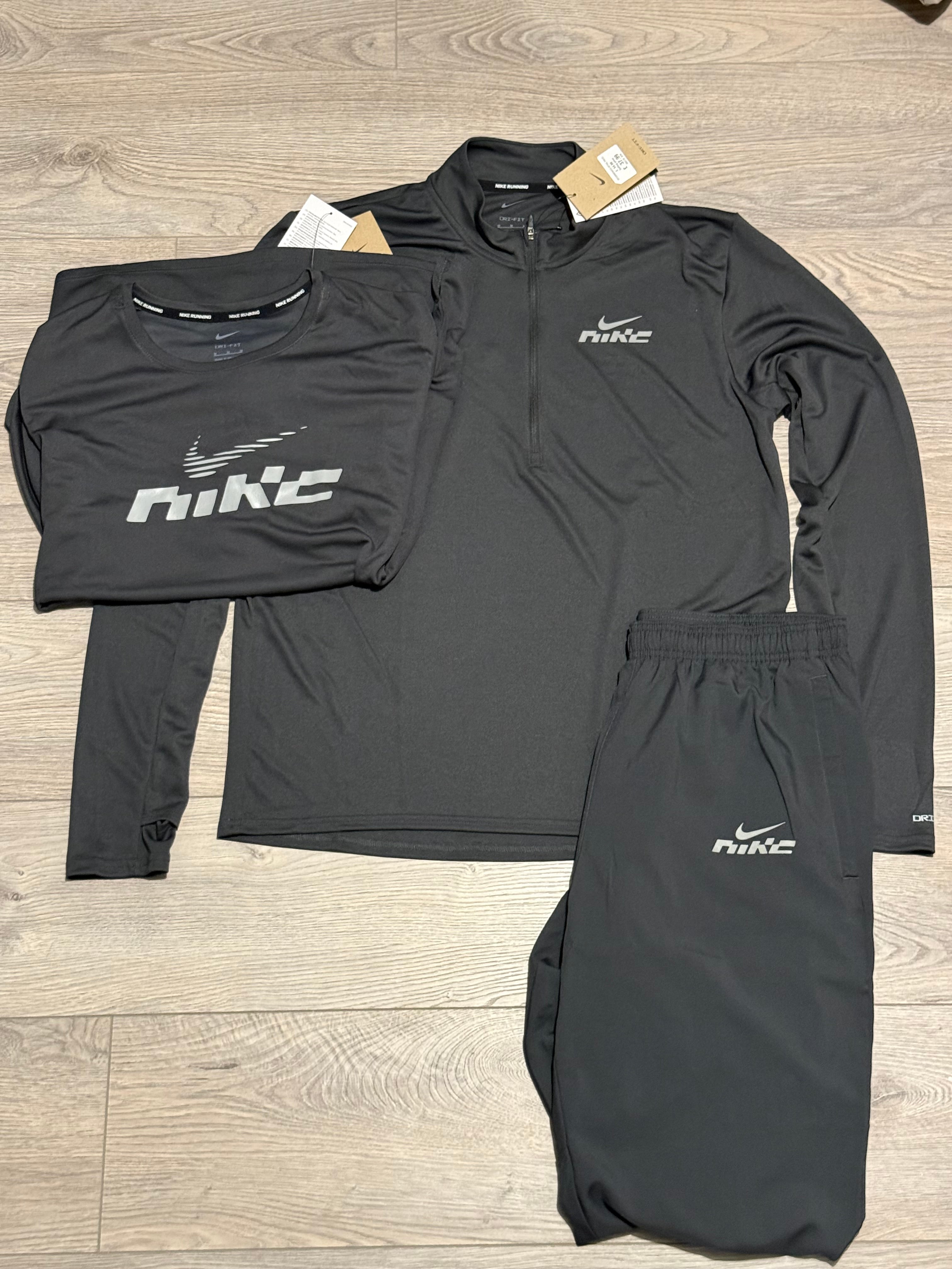 Nike 3 piece set 1/4 zip “grey”