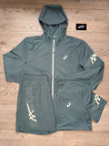 Asics 3 piece icon windbreaker set “Foggy Teal”