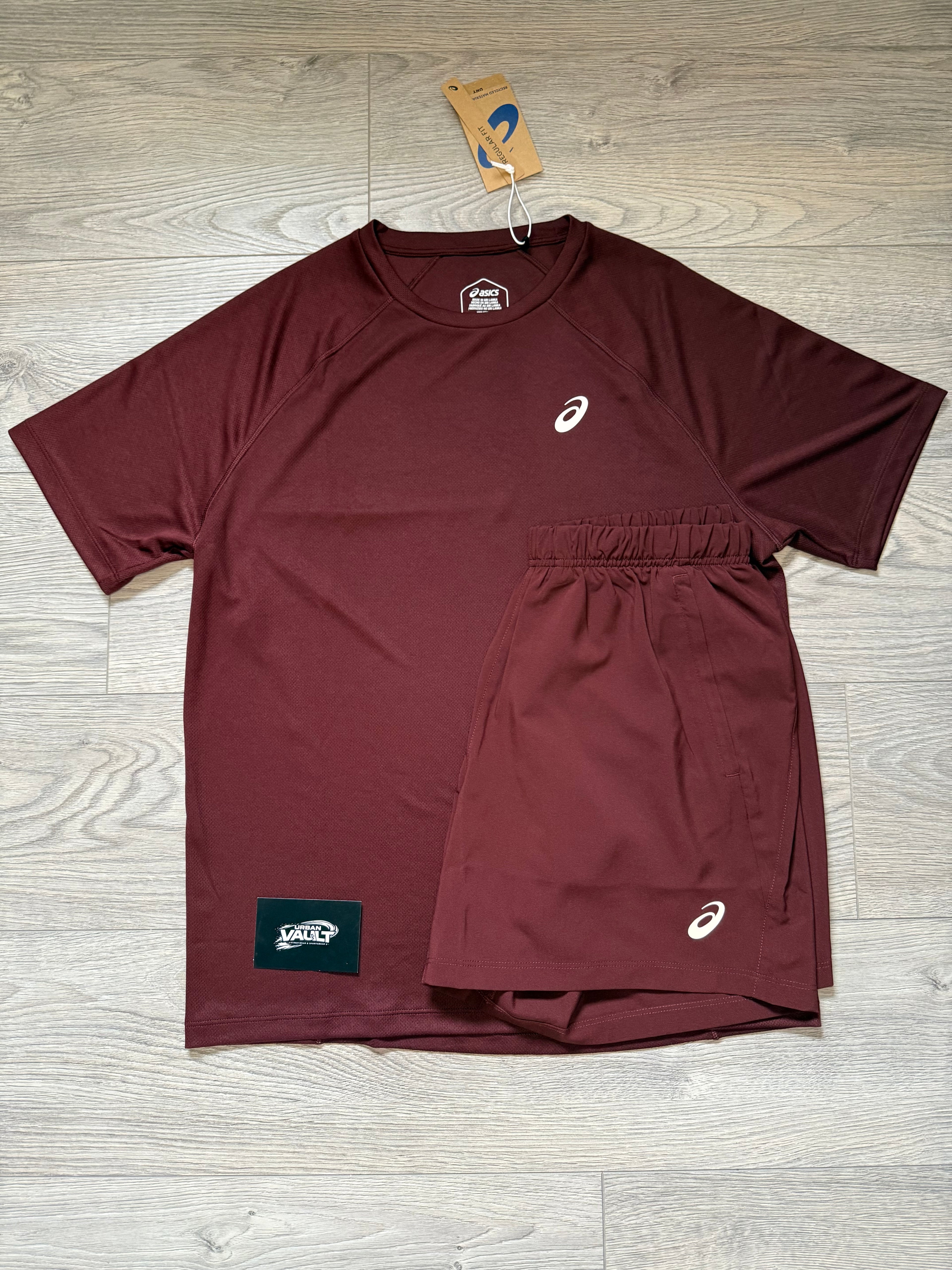 ASICS short set “maroon”