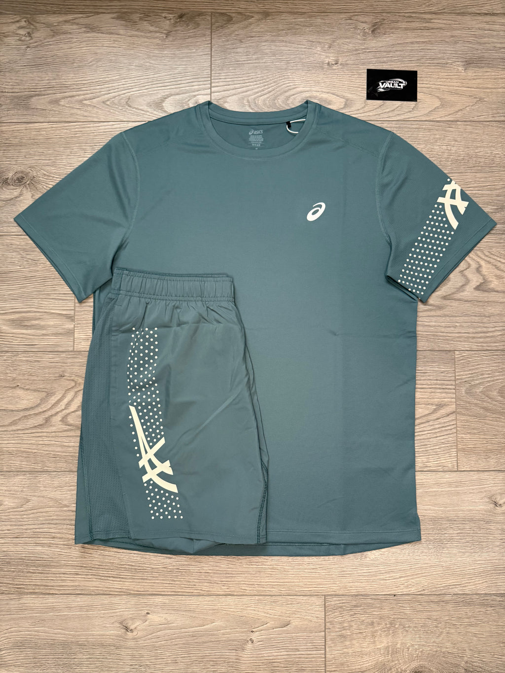 Asics 3 piece icon windbreaker set “Foggy Teal”
