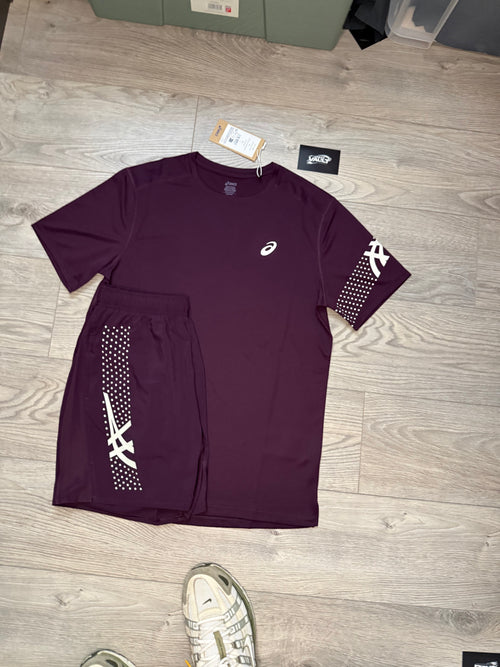 Asics 3 piece icon windbreaker set “Dark Aubergine”