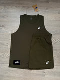 ASICS core vest and shorts set “khaki”