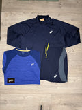 ASICS 1/4 zip 3 piece set “midnight/blue”
