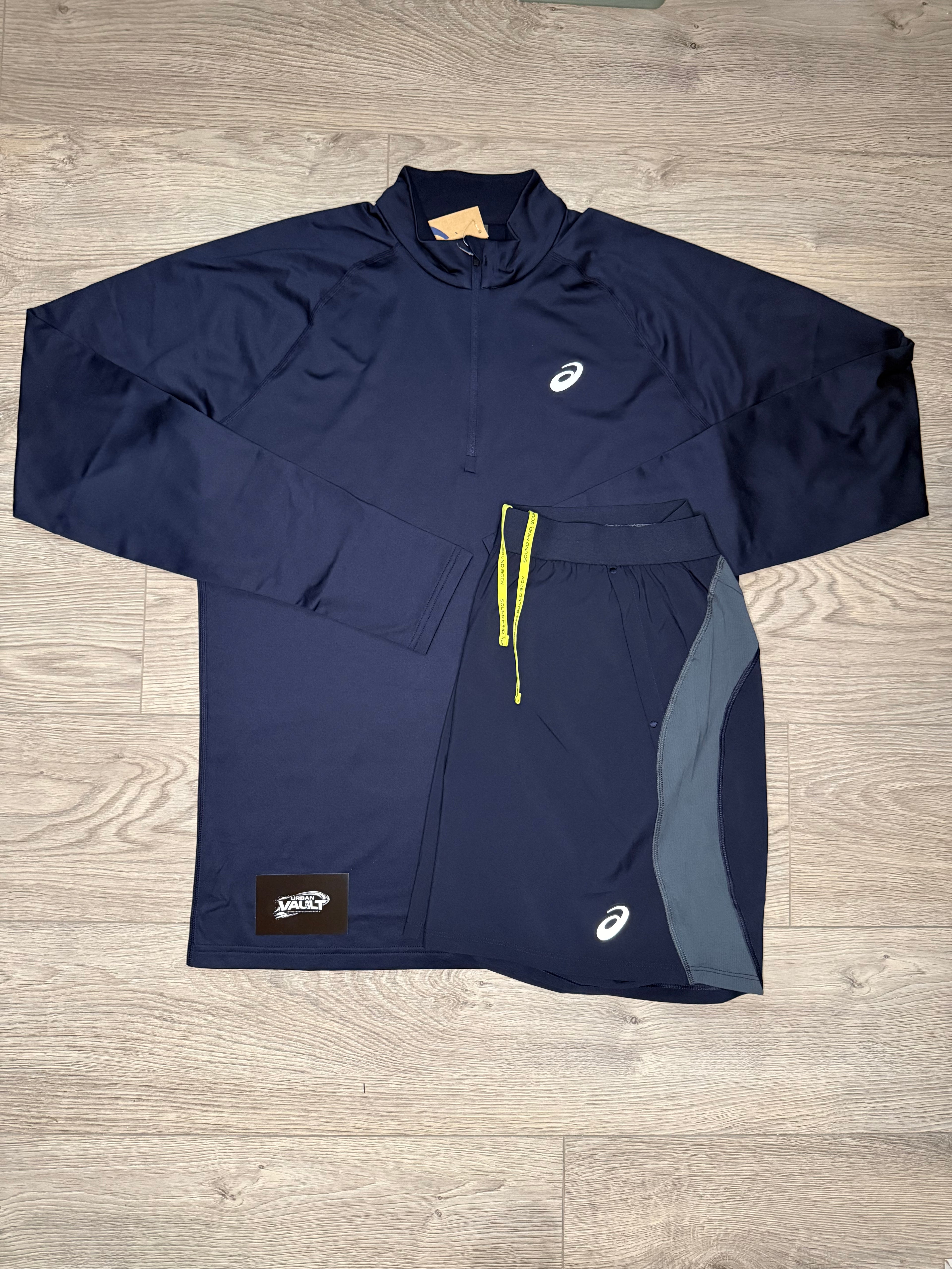 ASICS 1/4 zip set “midnight”